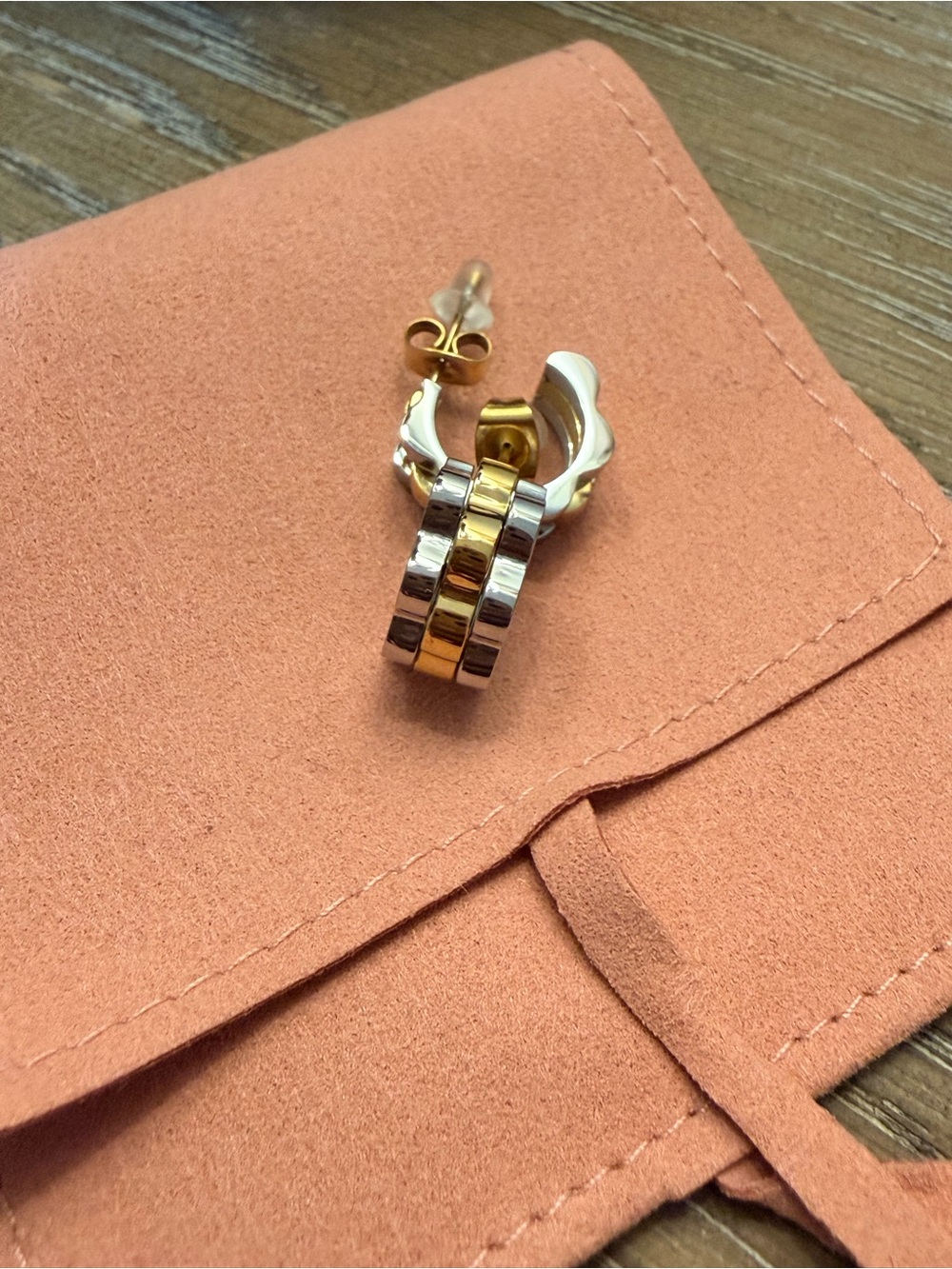 Gold & Silver Watch Band HoopEarrings - Women's Two-Tone Huggies